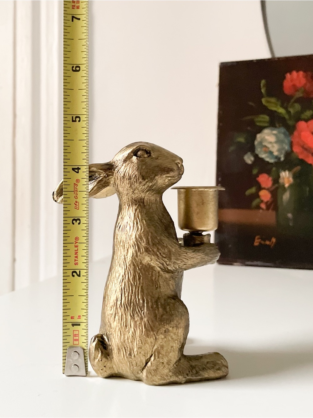 Whimsical Gold Bunny Taper Candle Holder Brass Rabbit ✨ - Picture 8 of 8